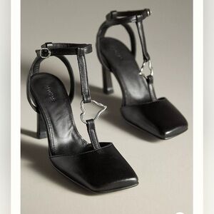 ALOHAS Anthropologie Valentin Pumps T Strap‎ Leather Heels Heart Coquette 39